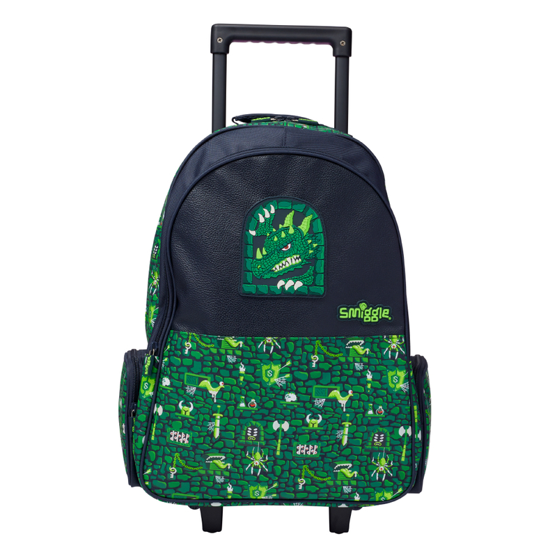 Hi There Trolley Backpack With Light Up Wheels (Green)