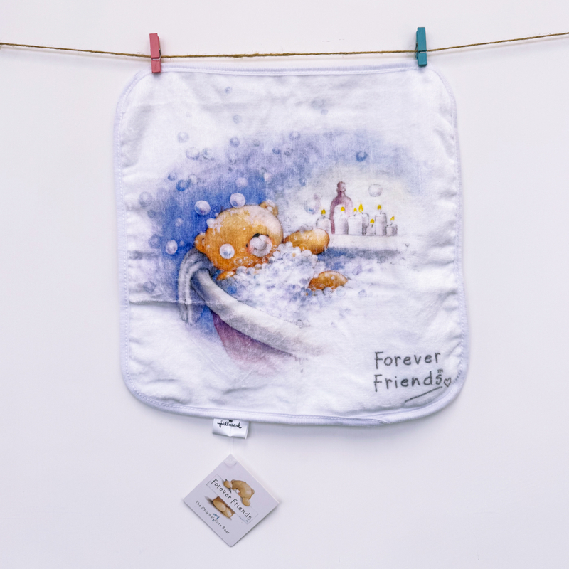 Forever Friends Face Towel - White with print (30x30cm)