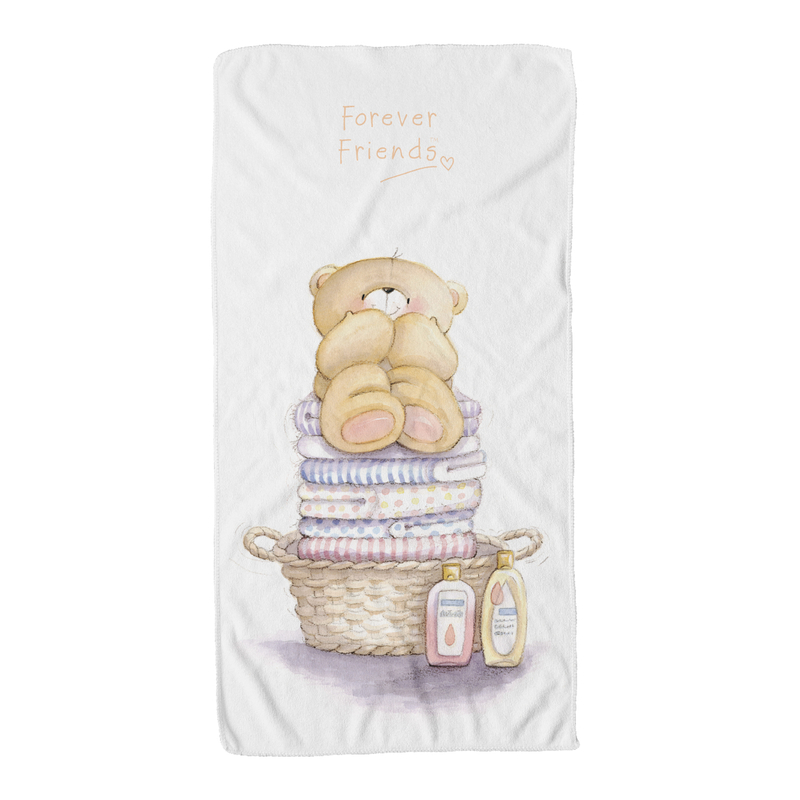 Forever Friends Bath Towel- White with print (70x140cm)