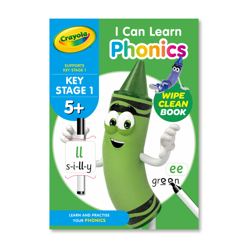Crayola Wipe Clean I Can Learn Phonics Wipe Clean 5+ (12 page of wipe clean learning activities four Colour print inside plus pen)