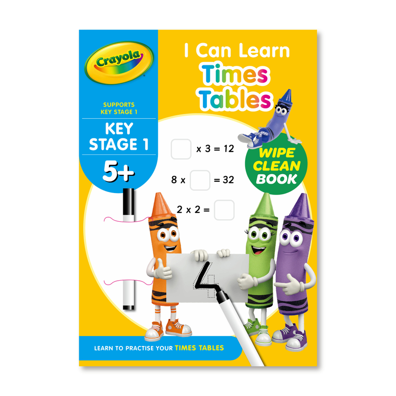 Crayola Wipe Clean I Can Learn Times Tables Wipe Clean 5+ (12 page of wipe clean learning activities four Colour print inside plus pen)