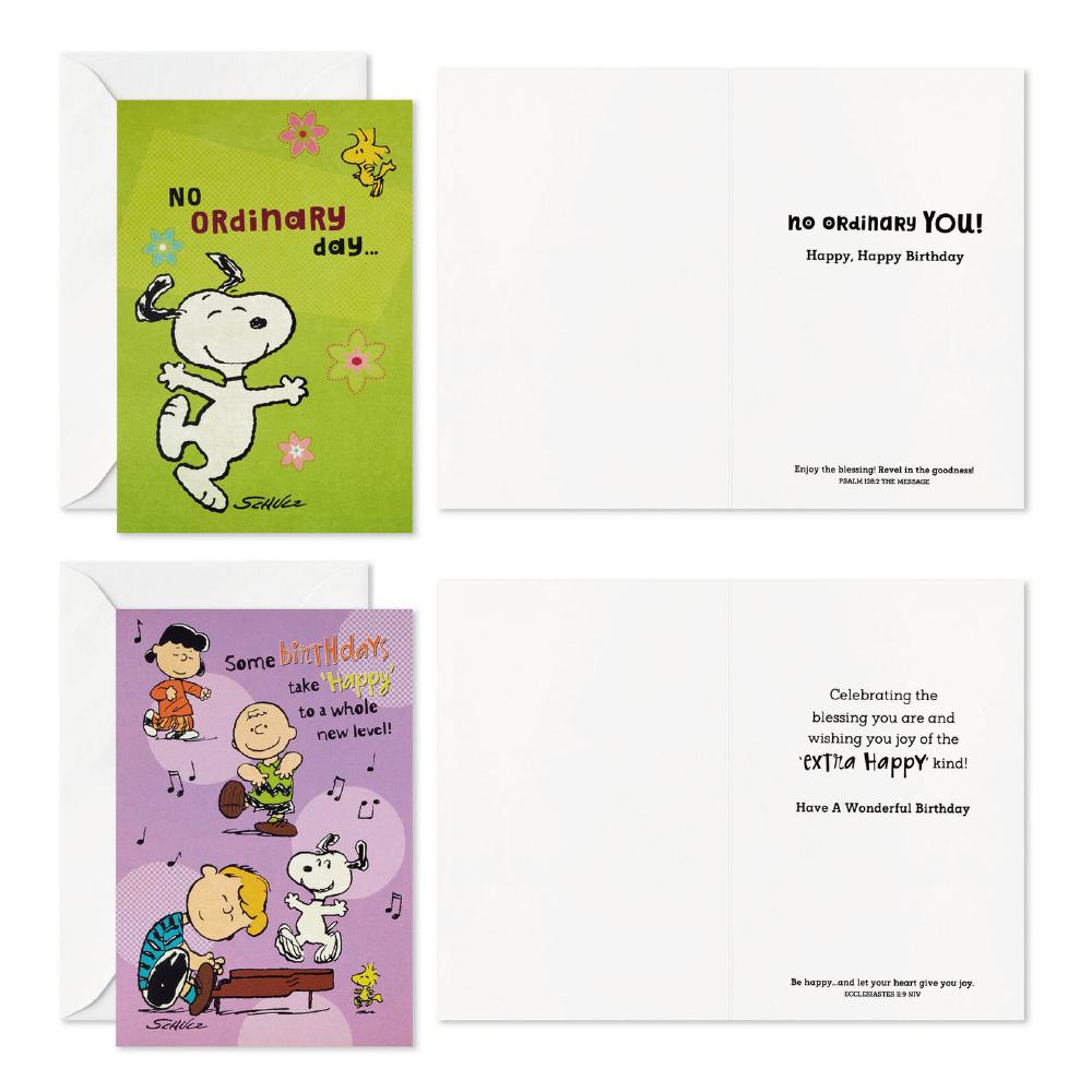Peanuts® Birthday Blessings Religious Boxed Birthday Cards Assortment, Pack of 12