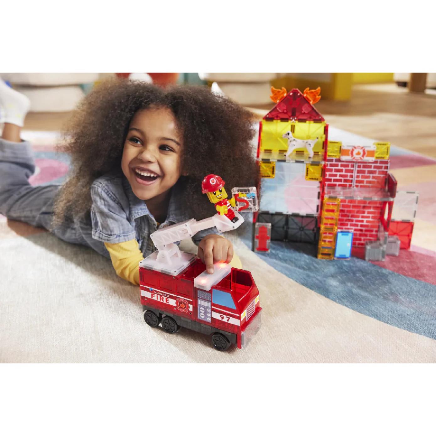 MAGNA-TILES 50 Piece Set Fire Station