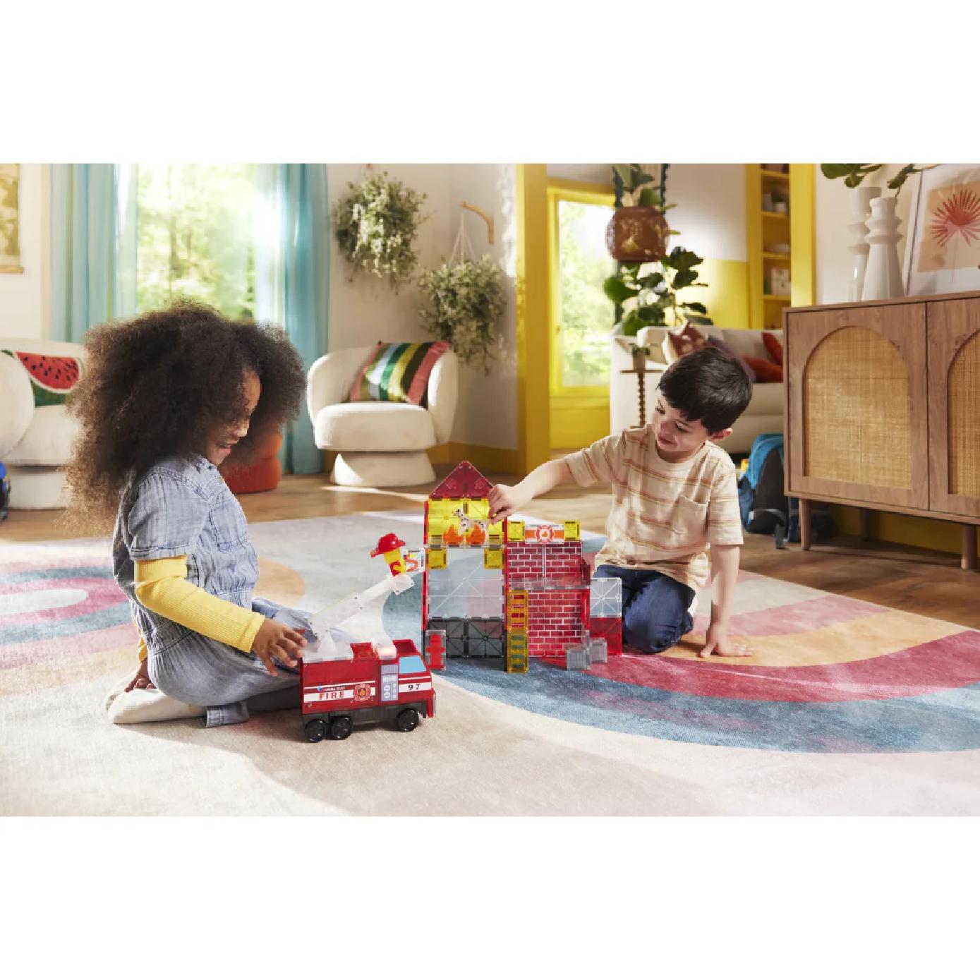 MAGNA-TILES 50 Piece Set Fire Station