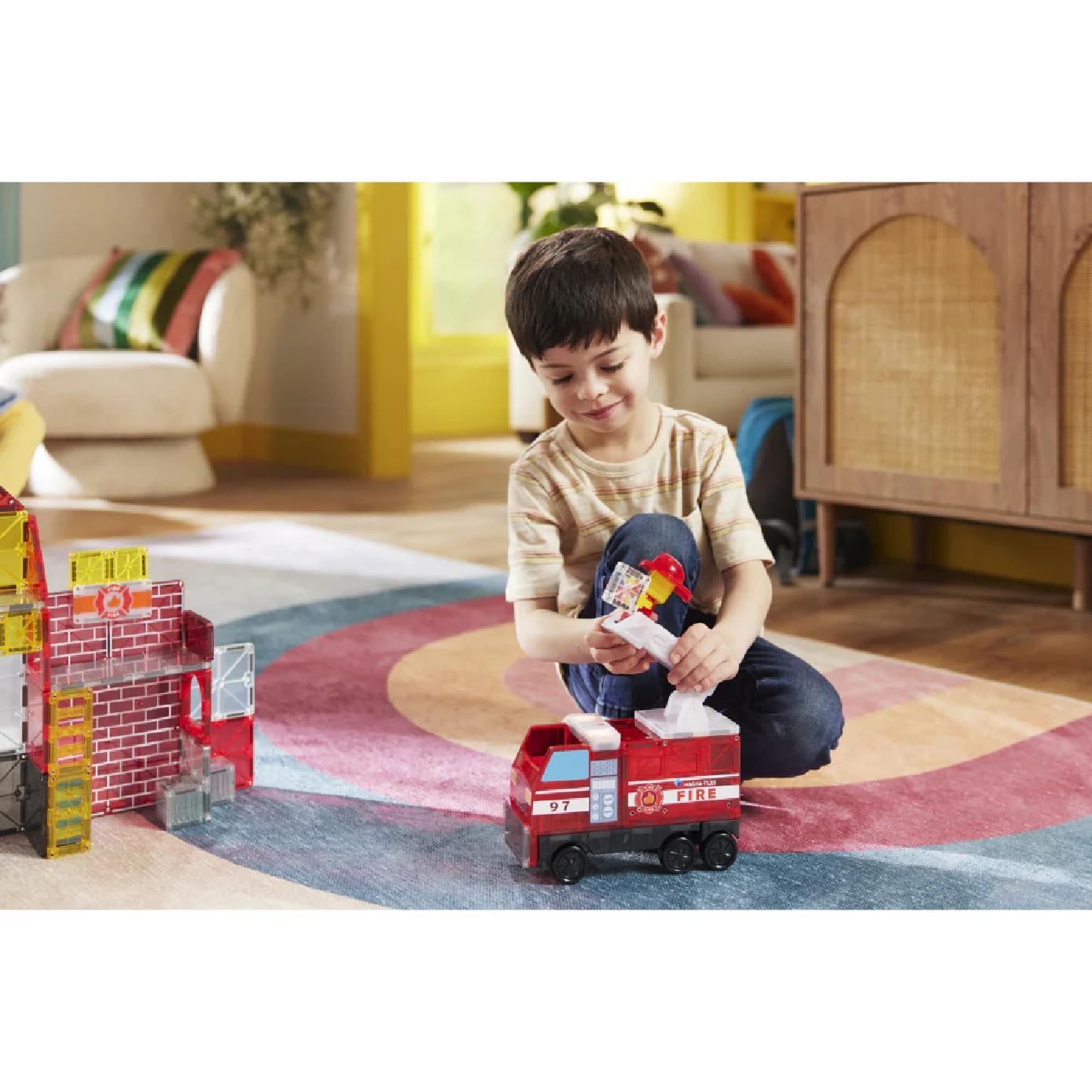 MAGNA-TILES 50 Piece Set Fire Station