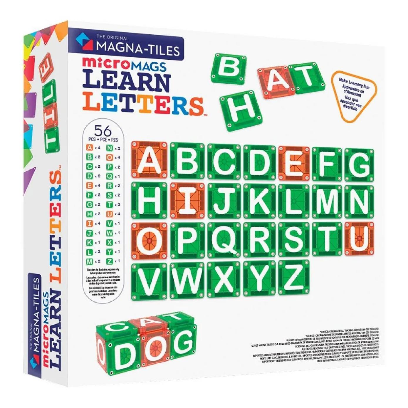 MAGNA-TILES microMAGS Learn Letters Uppercase 56 Piece Set